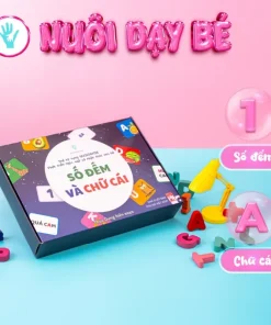 Flashcard tập 1 ( chủ đề số đếm và chữ cái) 60 thẻ + bìa hộp, phát triển trí não cho trẻ